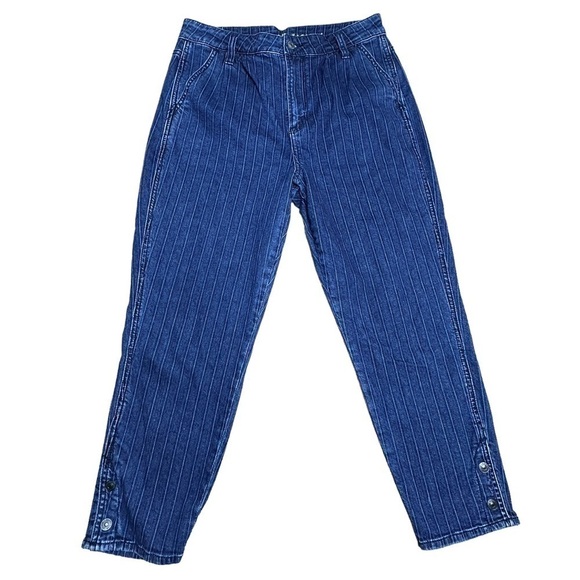 AE cropped pin stripe denim pants mom jean 8 short - Picture 2 of 9